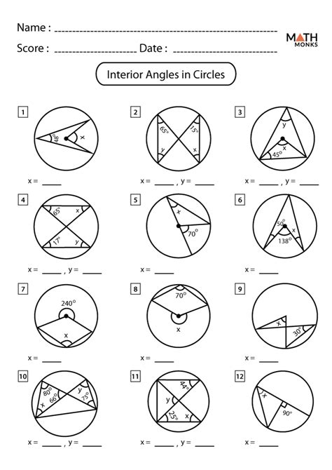 Angles In A Circle Worksheet