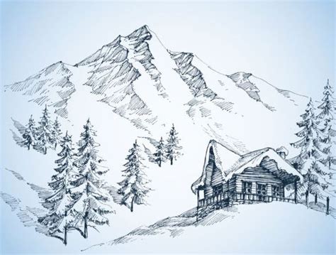 Easy How To Draw Snowy Mountains - Mundodop