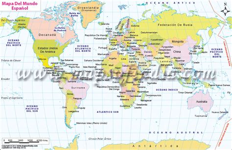 World Map in Spanish, Mapa Del Mundo Espanol