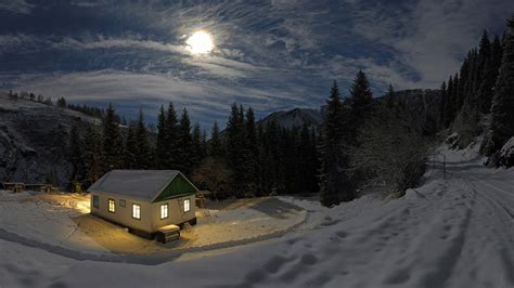 Beautiful Winter Night Wallpaper Free Download