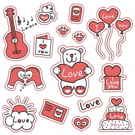 Funny stickers with messages of love — Stock Vector © megasja #95274674