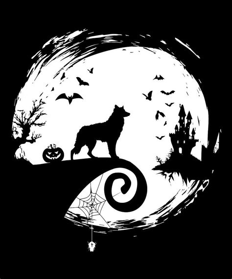 Mudi Halloween Costume Moon Silhouette Creepy Digital Art by Wowshirt - Fine Art America