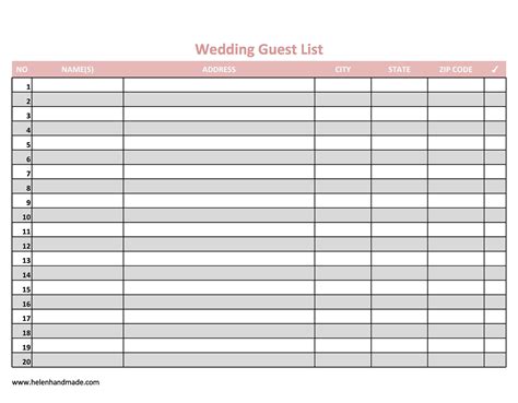 wedding guest list printable template Five Facts About - AH – STUDIO Blog