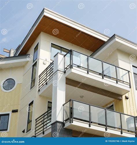 New Modern Luxury Condo Apartment Building Exterior Balcony Home Design Stock Photo - Image of ...