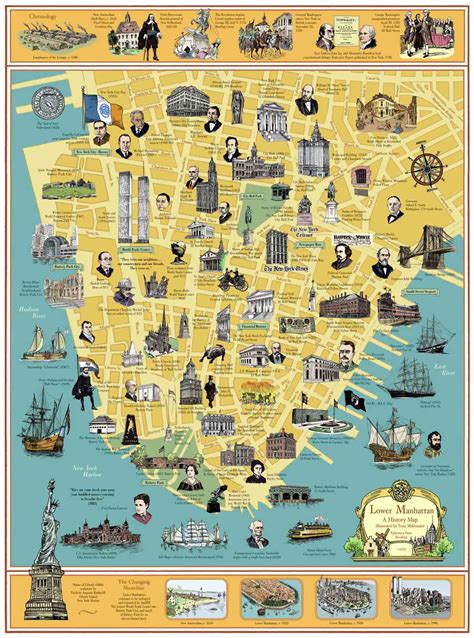 History map of lower Manhattan, New York city. Lower Manhattan NYC history map | Vidiani.com ...