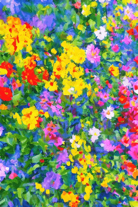 Painterly Painting of Bright Flowers · Creative Fabrica