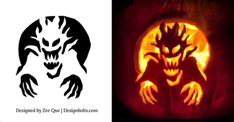 10 Free Halloween Scary & Cool Pumpkin Carving Stencils / Patterns / Templates / Ideas 2015 ...