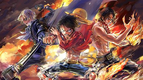 2560x1440 Resolution Luffy, Ace and Sabo One Piece Team 1440P Resolution Wallpaper - Wallpapers Den