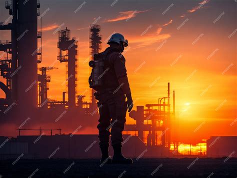 Premium AI Image | silhouette of a construction worker at sunset