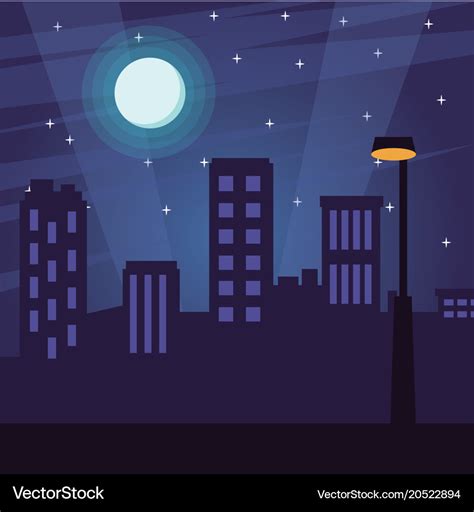 City at night cartoon Royalty Free Vector Image