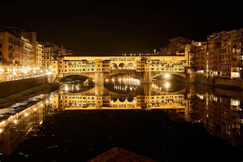 Ponte Vecchio "Old Bridge" by night. Florence Italy. : travel