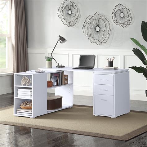 BELLEZE Trition L Shaped Computer Desk Home Office Corner Desk With Open Shelves And Drawers, 5 ...