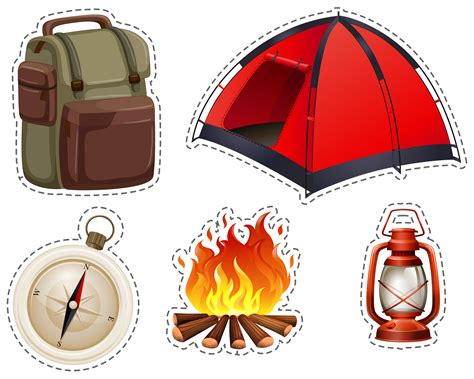 Camping set with tent and campfire 303263 Vector Art at Vecteezy