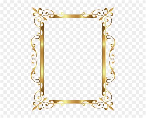 Gold Border Frame Deco Transparent Clip Art Image - Gold Border Transparent Background - Free ...