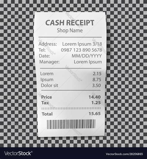 Realistic shop receipt paper payment bill Vector Image