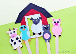 Printable Farm Animal Puppets Craft for Kids