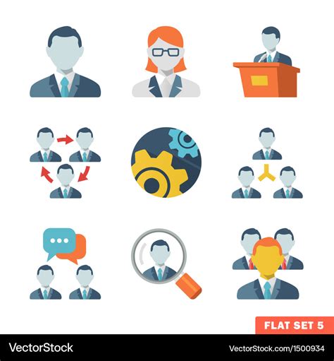 Business people flat icons Royalty Free Vector Image