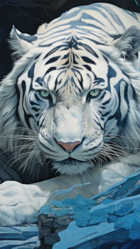 White Tiger Art 4K #6961l Wallpaper iPhone Phone