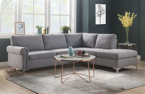 Acme Melvyn Sectional Sofa in Gray Fabric - Walmart.com - Walmart.com