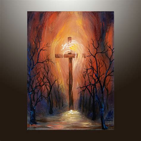 Holy Cross Acrylic Painting, Christian Art, Original Acrylic Painting, Modern Art, Surreal ...