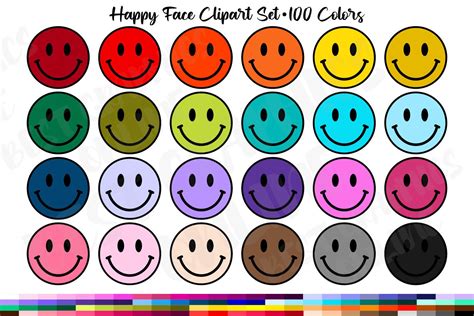 Happy Face Clipart, Emoji Smiley Faces Graphic by bestgraphicsonline · Creative Fabrica