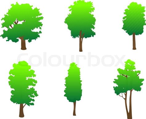 Set of tree symbols as a signs or ... | Stock vector | Colourbox