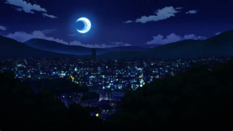 Anime Night Sky City Wallpaper