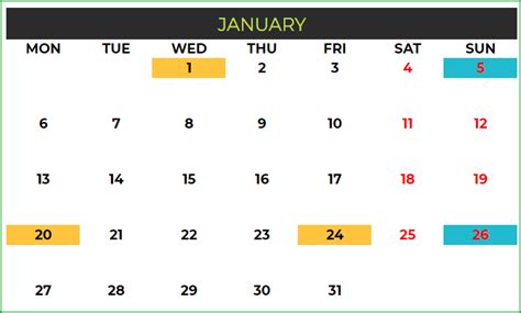 2020 Monthly Calendar Template Google Sheets