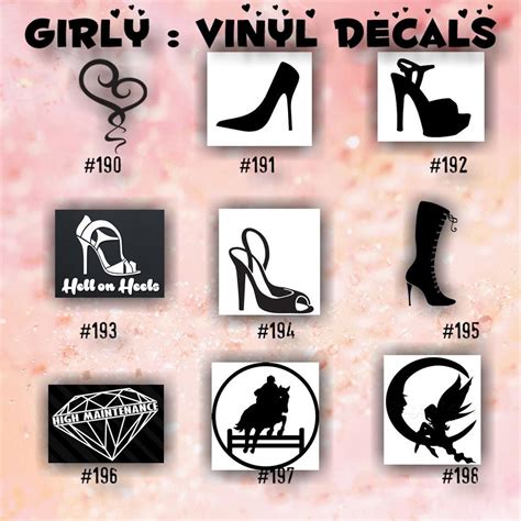 GIRLY vinyl decals 190-198 girly car by CreativeStudio805