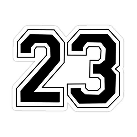 the number 23 sticker in black and white