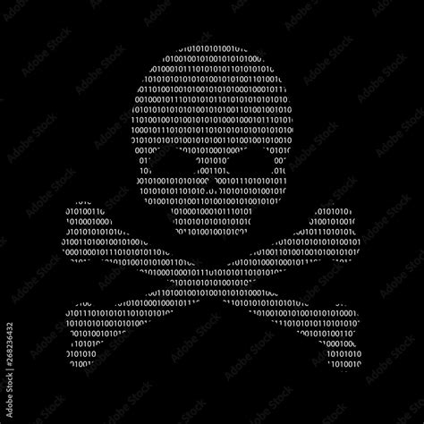 Skull and Crossed Bones binary code ASCII Art. Danger Piracy Sign of Text Characters and Numbers ...