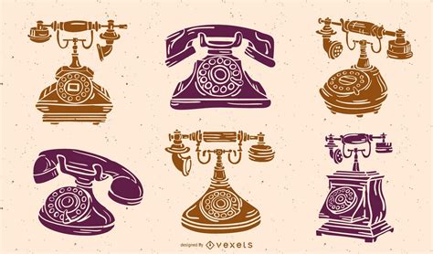 Antique Telephone Silhouette Pack Vector Download