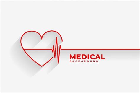 Free Vector | Red heart with heartbeat line medical background