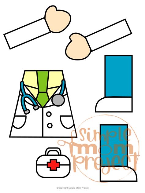 Doctor Paper Bag Puppet Craft Template - Simple Mom Project Store