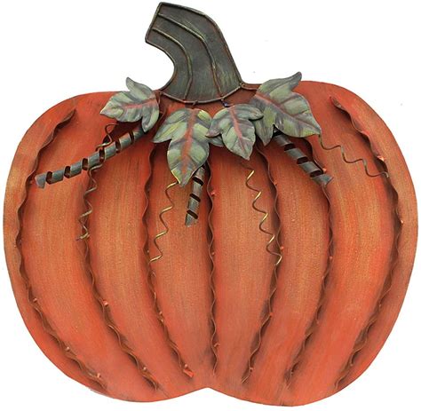 Metal Fall Pumpkin Decor, Indoor Outdoor Standing Flat Pumpkin Decoration for Autumn Harvest ...