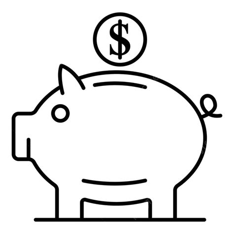 Piggy Bank Icon Outline Vector, Piggy Drawing, Bank Drawing, Outline Drawing PNG and Vector with ...