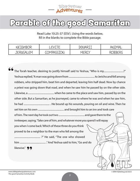 Parable of the Good Samaritan Activity Book (PDF) – Bible Pathway Adventures