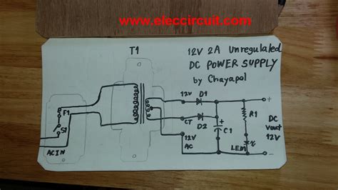 Simple 12V 2A Power supply circuit - ElecCircuit.com