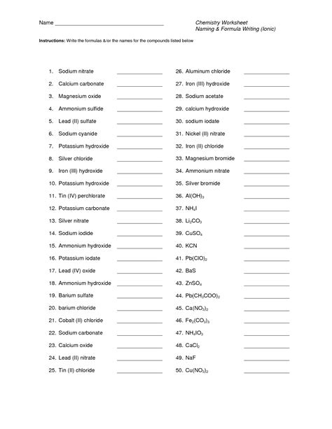 Naming And Writing Chemical Formulas Coloring Worksheet - Free Printable Worksheet