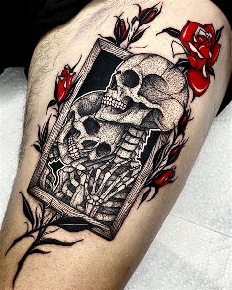 Skull Rose Tattoos, Skeleton Tattoos, Creepy Tattoos, Body Art Tattoos, Tatoos, Tattoo Designs ...