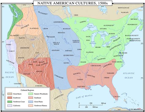 Native American Cultures 1500s Map | Maps.com.com