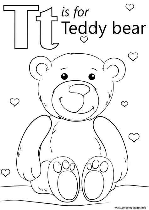 Letter T Is For Teddy Bear Coloring page Printable