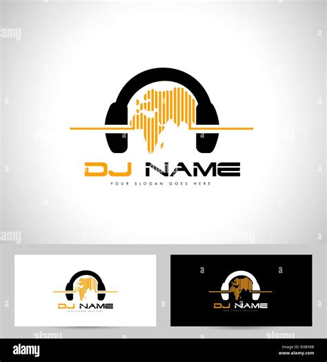 Dj Logo Design. Creative vector logo design with headphones and world map Stock Photo - Alamy