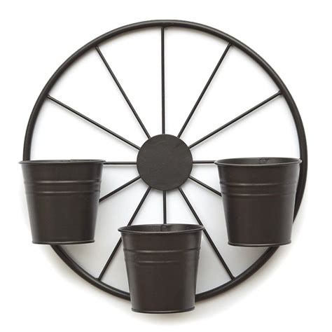 Lakeside Metal Wagon Wheel Garden Planter for Outdoors - Outdoor Fence Accent in 2021 | Wagon ...