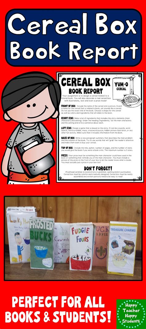 Cereal Box Book Report Template: Directions, Rubric & Example Photos | Book report templates ...