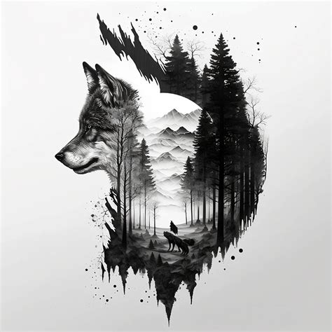 Wolf Tattoo Design White Background PNG File Download High Resolution - Etsy