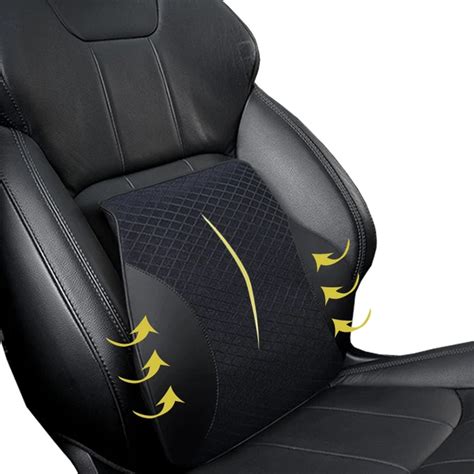 PU Leather Car Seat Lumbar Supports 3D Space Memory Foam Seat Waist Back Cushion Support Car ...