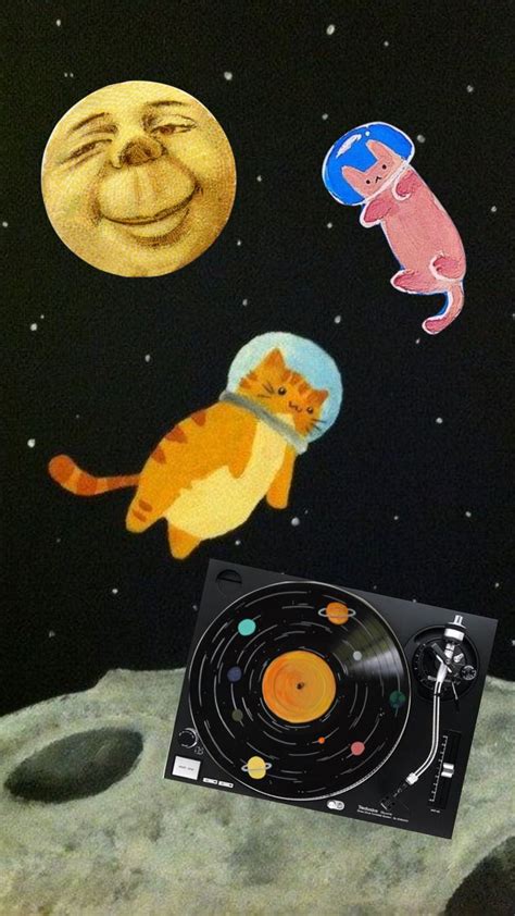 space cats listen to records on the moon as another moon watches on #fyp #cute #cats in 2022 ...