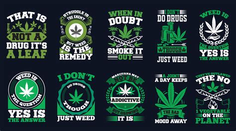 Cannabis T-Shirt Design Bundle 18814825 Vector Art at Vecteezy