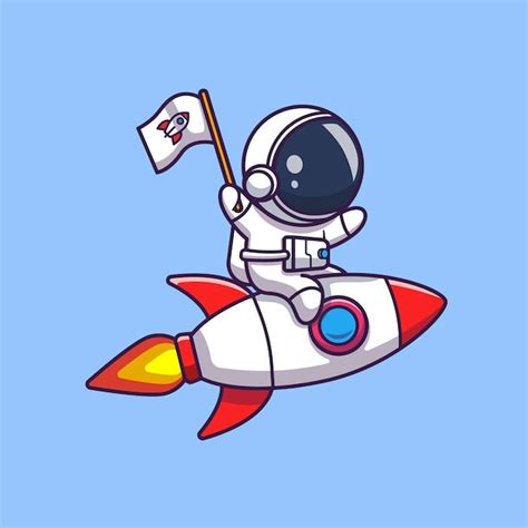 Astronauta riding on rocket icon ilustração. personagem de desenho animado do mascote do ...